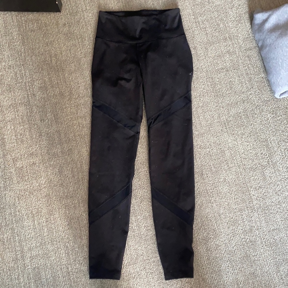 black leggings with mesh detailing